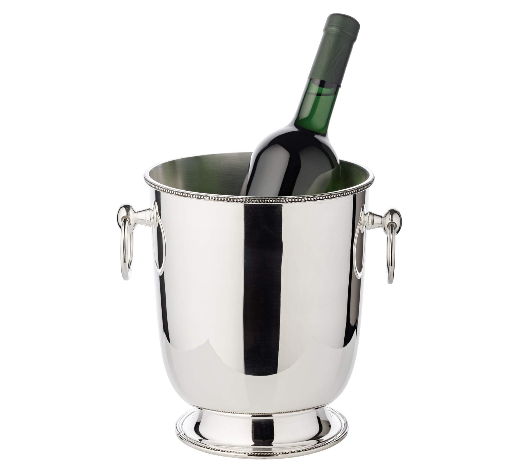 EDZARD Champanera Perla (H 22 cm, Ø 18 cm), plateada gruesa, de doble pared, con asas, para 1 botella – enfriador de vino, enfriador de botellas, cubitera