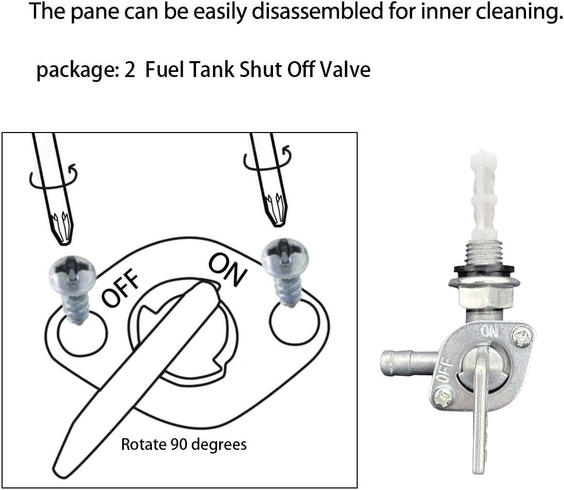 28-1783-V Generator Petcock Fuel Tank Shut off Valve Fit for EU1000i EU2000i EU3000i Yamaha EF2000iSv2, EF6300iSDE Threads M10 x 1.25 (2/pack)