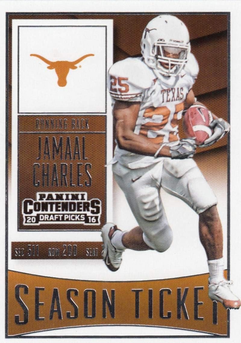 2016 Contenders Draft Picks Football Season Ticket #44 Jamaal Charles Texas Longhorns Official NCAA Trading Card made by Panini
