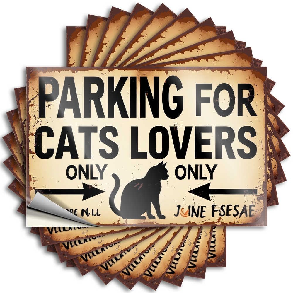 Cat Lovers Only Parking Space Saying Teens | Rock Garage Removable Decal Pack(6X9CM)