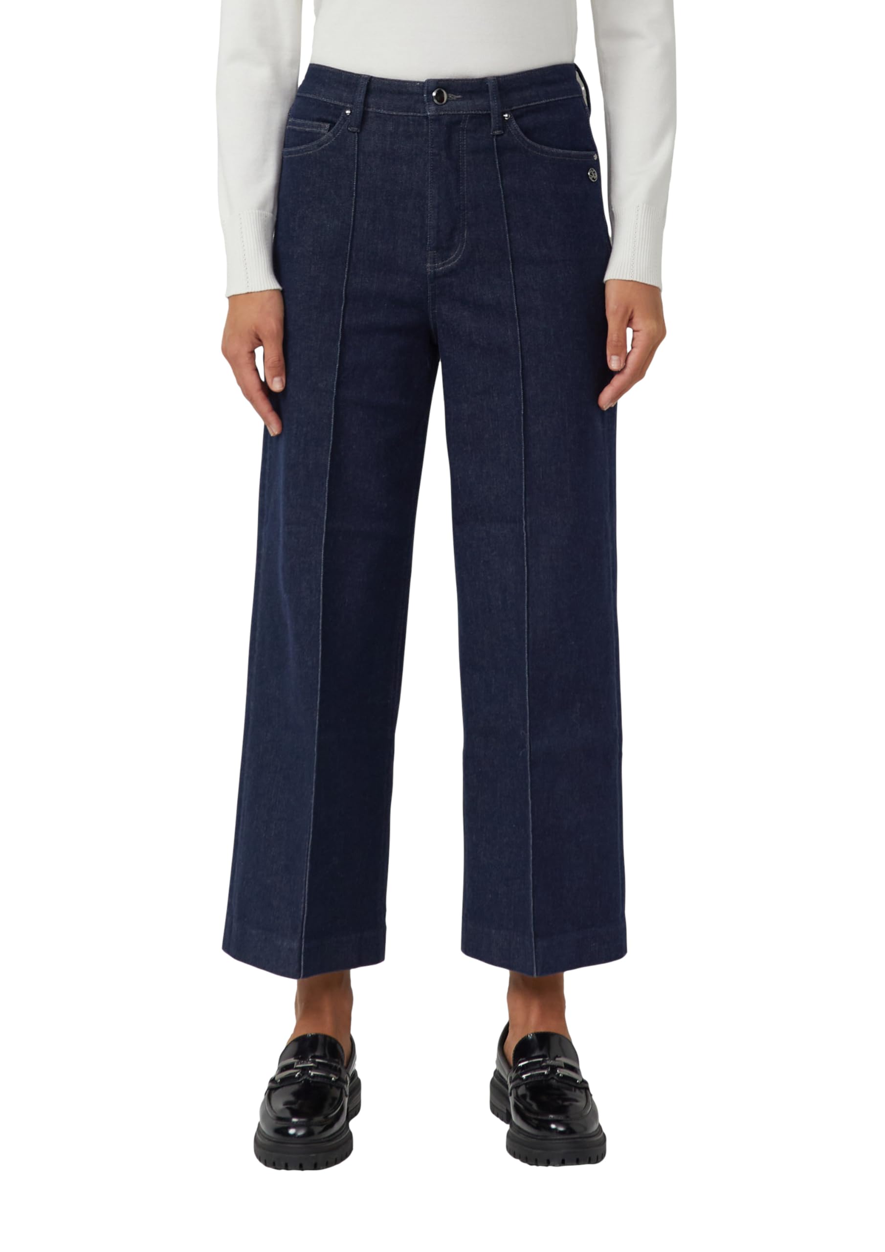 s.Oliver Damen Jeans Hose, Cropped Wide Leg Culotte-Jeans Suri/Regular Fit/High Rise/Wide Leg/Biesen