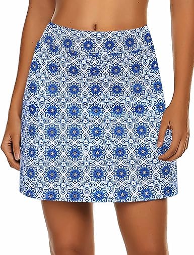 Image of Nora Nico Women's & Girls High Rise Flared Skorts Stretchy Opaque Skater Skirts with Shorts with Side Pocket
