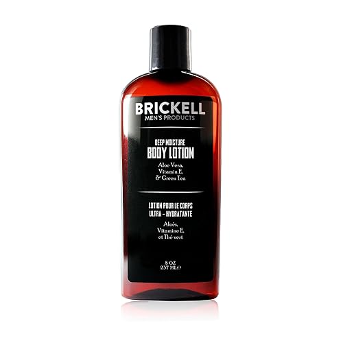 Brickell Loción corporal de humedad profunda para hombre, natural y orgánico, protege e hidrata la piel seca, 8 onzas, sin perfume