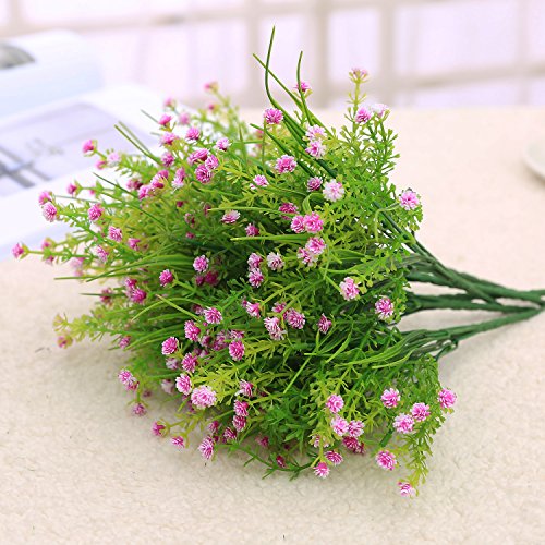 Jaky Global Artificial Flowers Babysbreath Fake Water Plants Bouquet 6 Bundle Fake Plants Wedding Bridle Bouquet Outdoor Home Office Christmas Decor (Rose) #TOP3