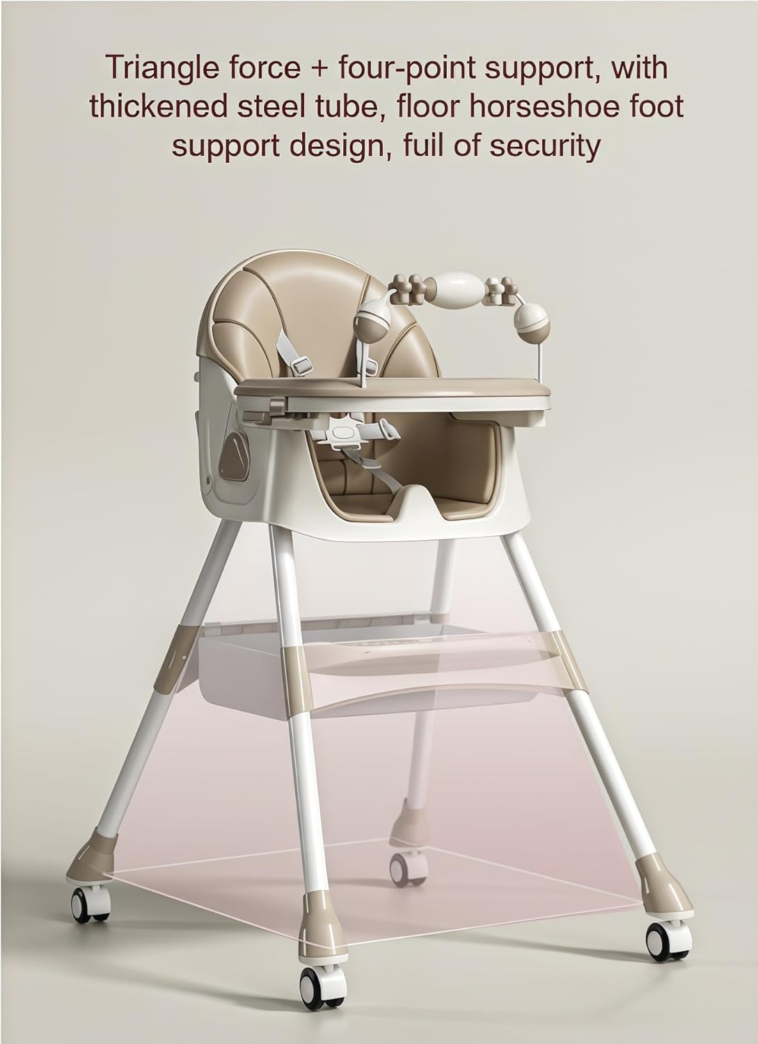 2 in 1 High Chair Rocking Seat Sturdy Fast-Folding Easy Clean Food-Grade Safety PP Material, Feeding Chair for Babies & Toddlers 6 Months to 6 Years (Grey)