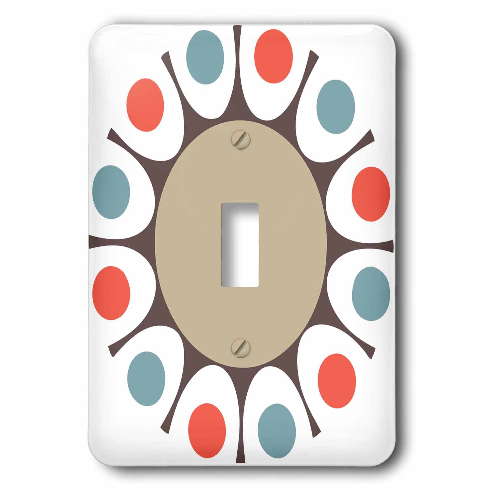 Interrupteur à bascule simple 3dRose lsp_213847_1 motif rond gris rouge bleu
