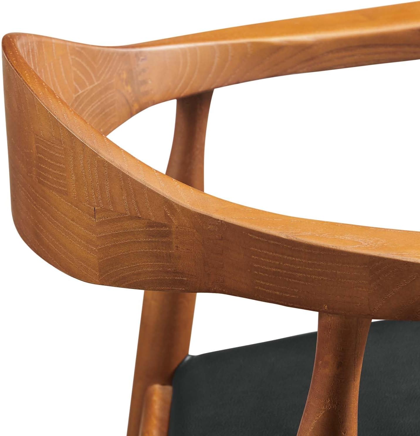Modway Presidential Mid-Century Modern Faux Leather Upholstered Dining Armchair in Black