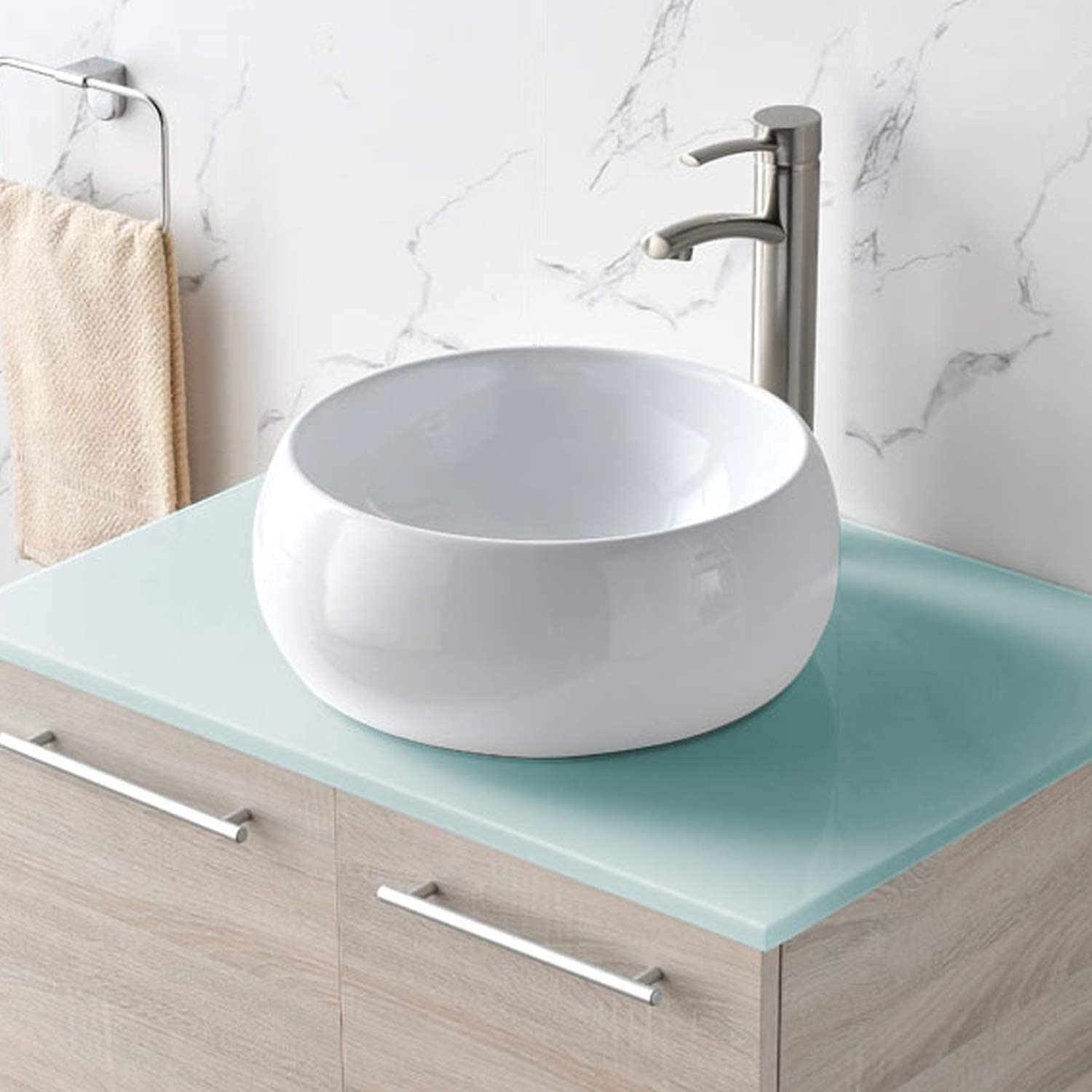 Buy VCCUCINE Modern 16 Inch Bathroom Porcelain White Round Ceramic