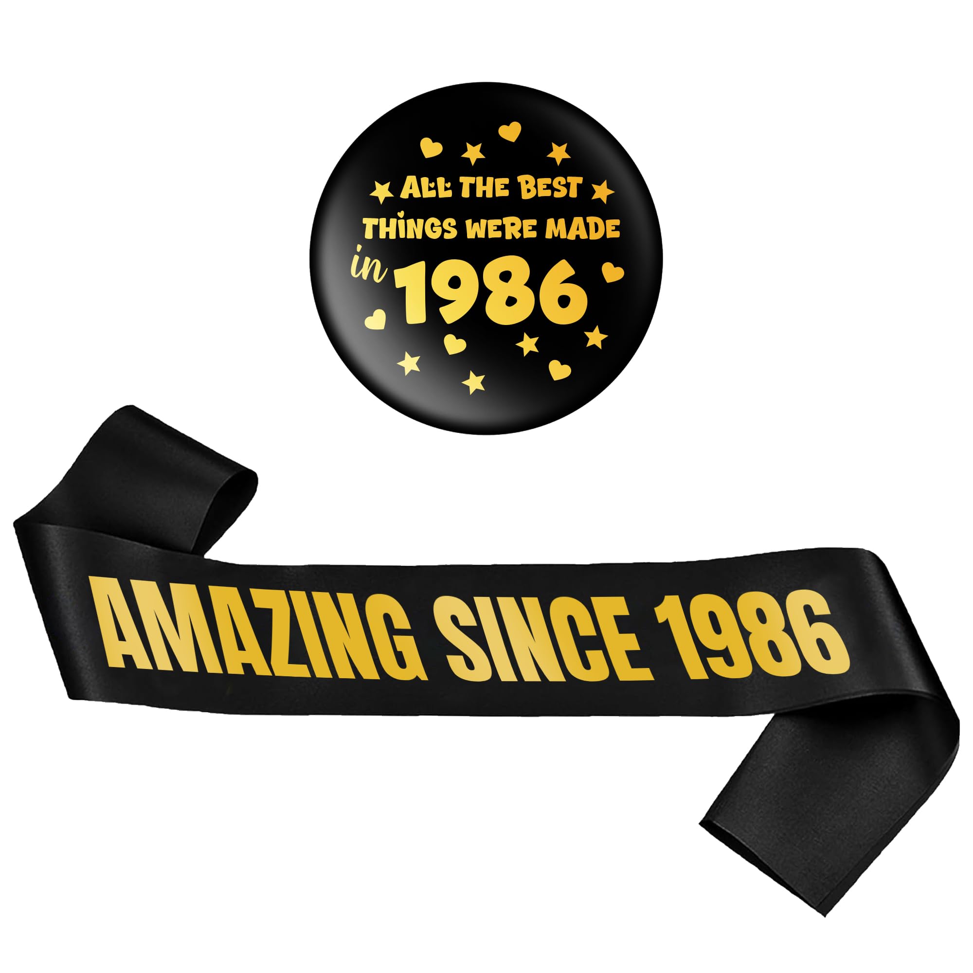 40th Birthday Decoration Sash Badge - 2 Pcs Black Gold All The Best Things Were Made 1986 Button Badge Amazing Since 1986 Sash Party Supplies for Men Women Happy 40 Years Old Birthday Decor โ image 1