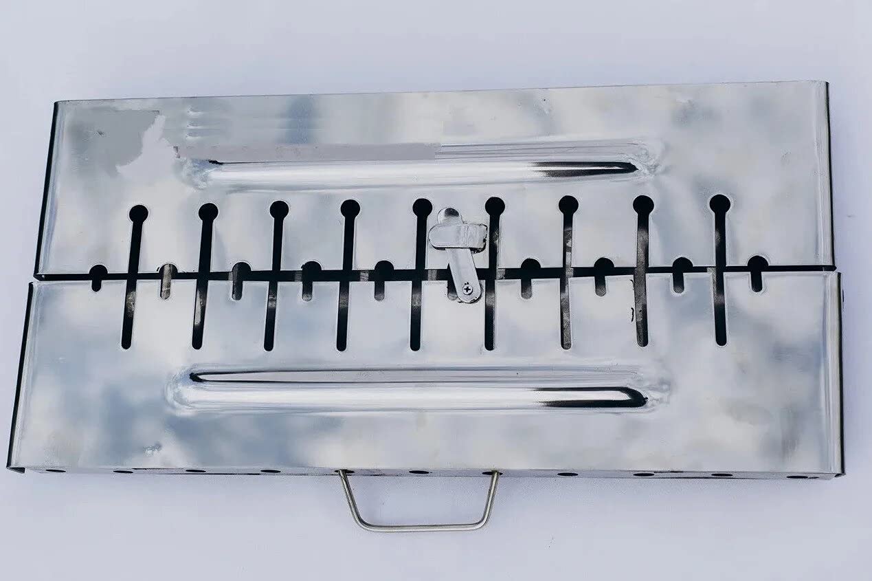 Parrilla portátil de acero inoxidable resistente, plegable, mango para barbacoa, Kabab, Shashlyk, estufa de camping al aire libre, viajes, 8 pinchos, Brasero, 2 mm, acero