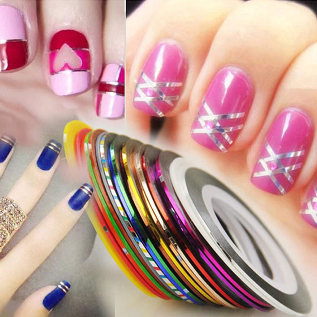 Nail Art Striping Tape Line Decoration Pack De 10 Rouleaux De Easy-Go Mixed Colours Rolls Striping Tape Pratique Et PopulaireTraitement Professionnel