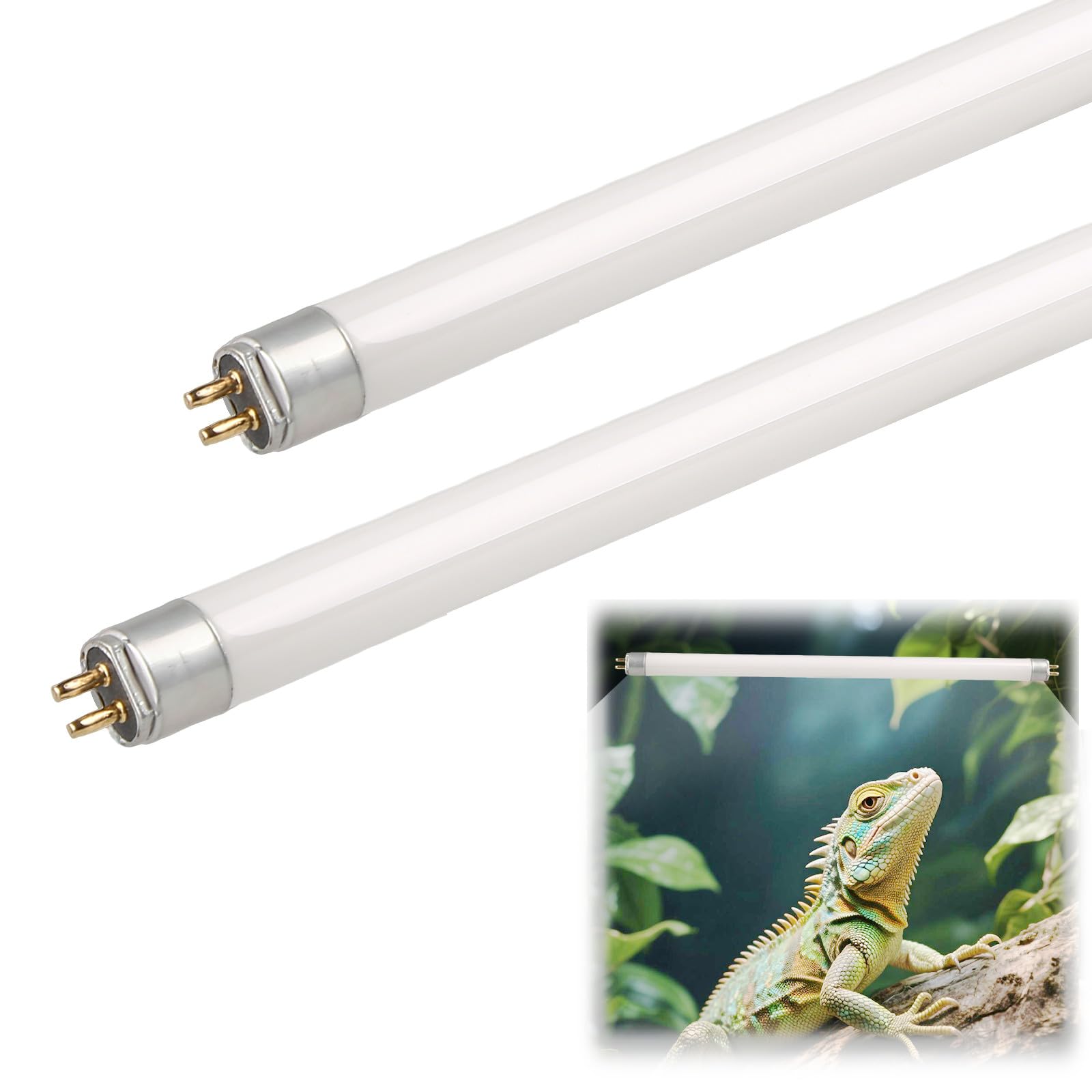 2 Pack 8W T5 UVB Reptile Light 10.0 UVB 30% UVA Terrarium Hood Bulb 12 Inche/300mm Fluorescent Tube Lamps for Terrariums Vivarium Bearded Dragons Turtles Chameleons Iguanas Snake Desert Reptiles