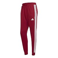 adidas Homme Essential Three Stripes French Terry Pant, Active Maroon/White