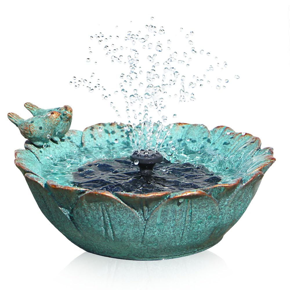 Fontaine de bain solaire pour oiseaux avec 3 buses - Pompe verte d'extérieur pour jardin
