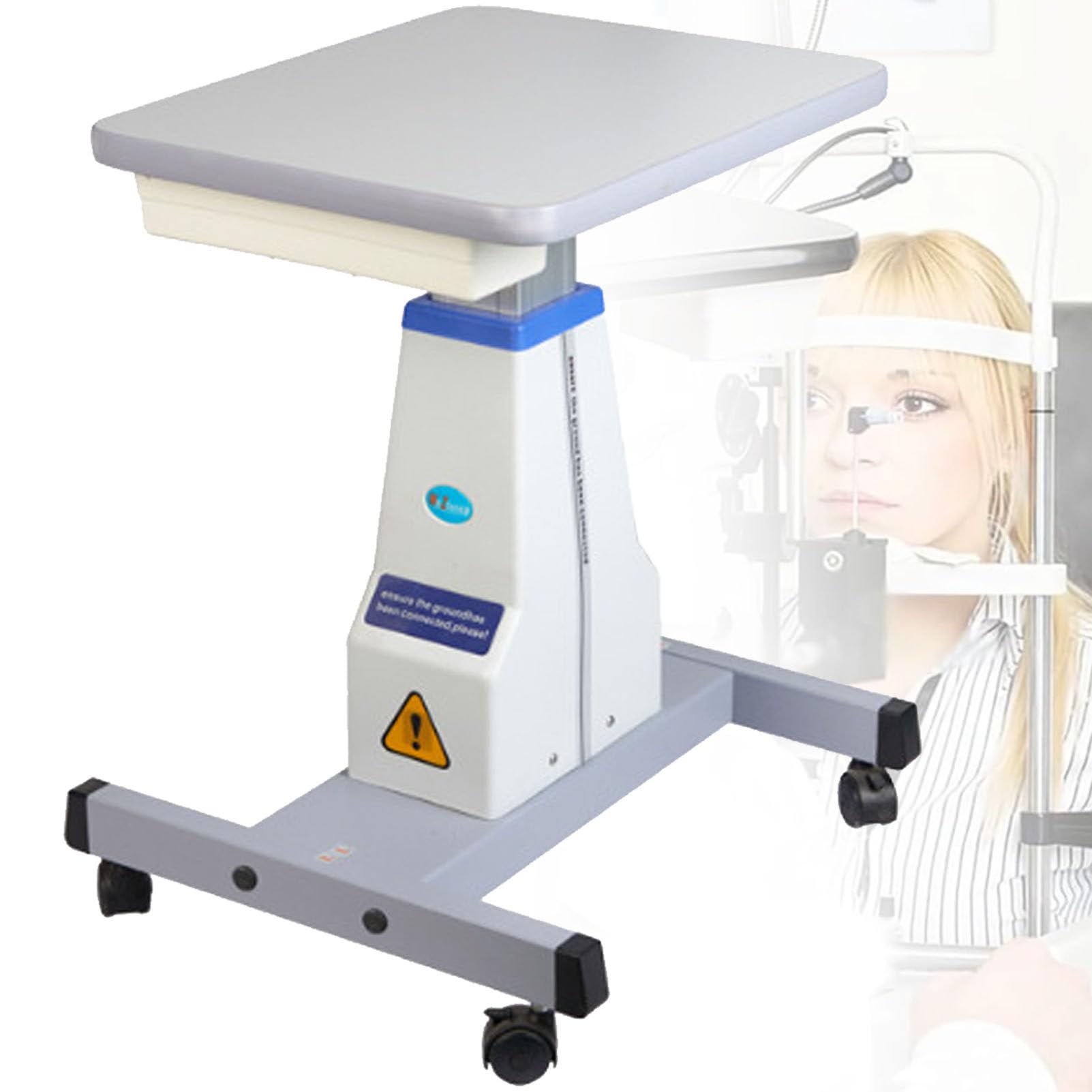 Stół optometryczny z elektryczną regulacją wysokości, podnośnik 170 mm do sklepu z okularami, profesjonalny wózek medyczny, zmotoryzowany stół na narzędzia stomatologiczne (White)