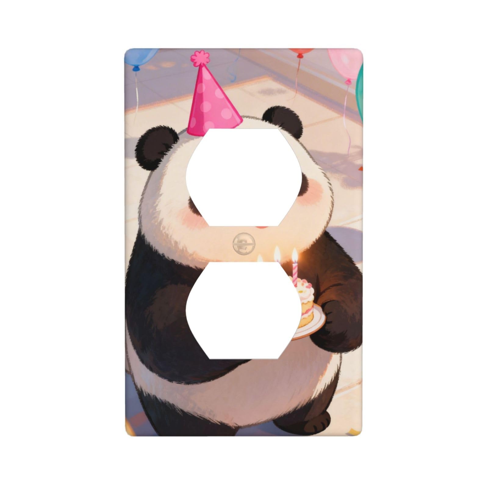 Birthday Panda Cake Unbreakable Polycarbonate Switch Plate-1 Gang Screwless Wall Plate for Home Office