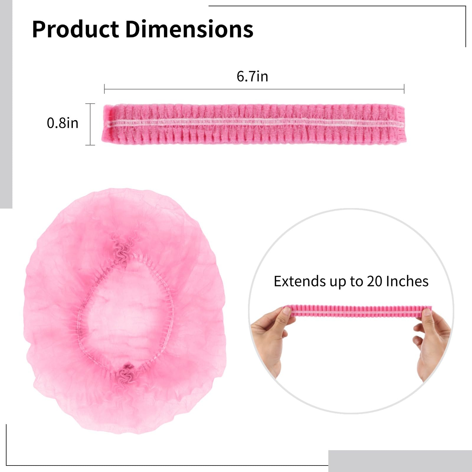 500 Einweg-Haarnetze, elastische Kopfkappen in verschiedenen Farben, 50,8 cm, atmungsaktives Vliesgewebe für Lebensmittelservice, Labors und mehr