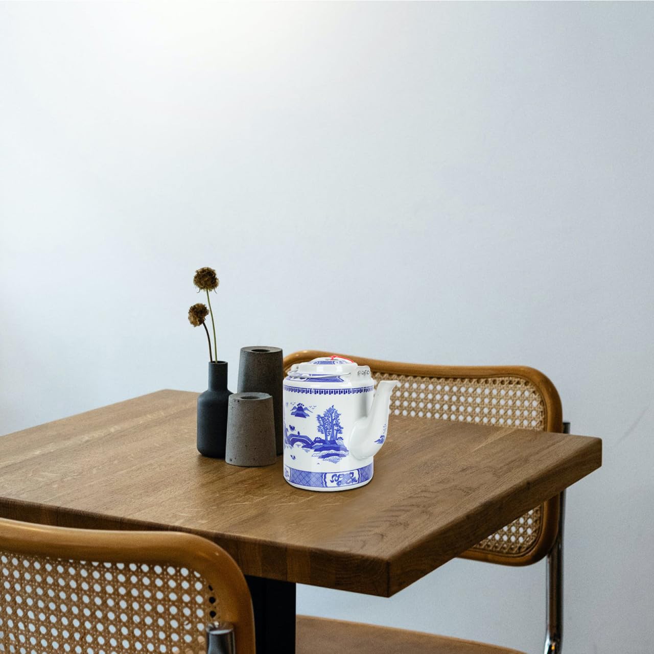 Vintage Théière en Porcelaine Bleue et Blanche, 1,5 L
