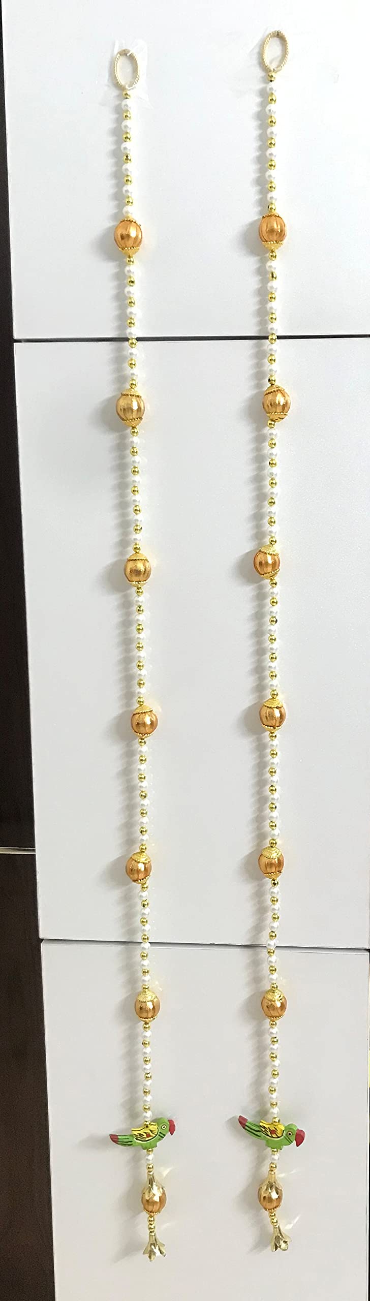 Magpie Handmade Wall Door 4 FT.2 Strings with White Pearl Golden Beads Parrot Hanging Pom Pom Bandhwar Decoration Item forHome Décor Diwali Festival,Navratri,Wedding (4 FT 2 Strings) (B093F1L3CC) Amazon Price History, Amazon Price Tracker