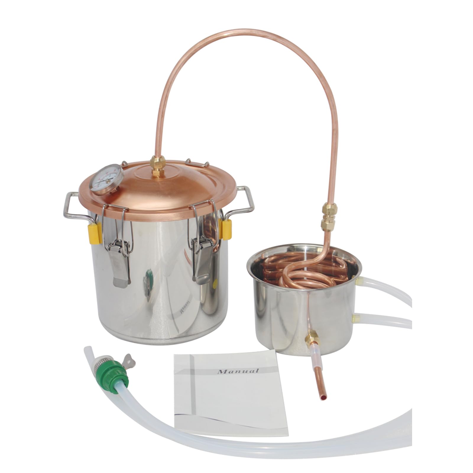 ANZAGA Distillatore Domestico con Tubo in Rame, Coperchio in Rame e termometro Incorporato