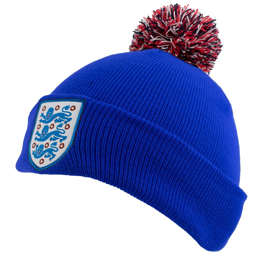 Hy-Pro Officially Licensed England Bobble Hat - for Winter with Traditional Pom-Pom Design - Fan Bobble Hat for Men and Women, Blue with England Logo