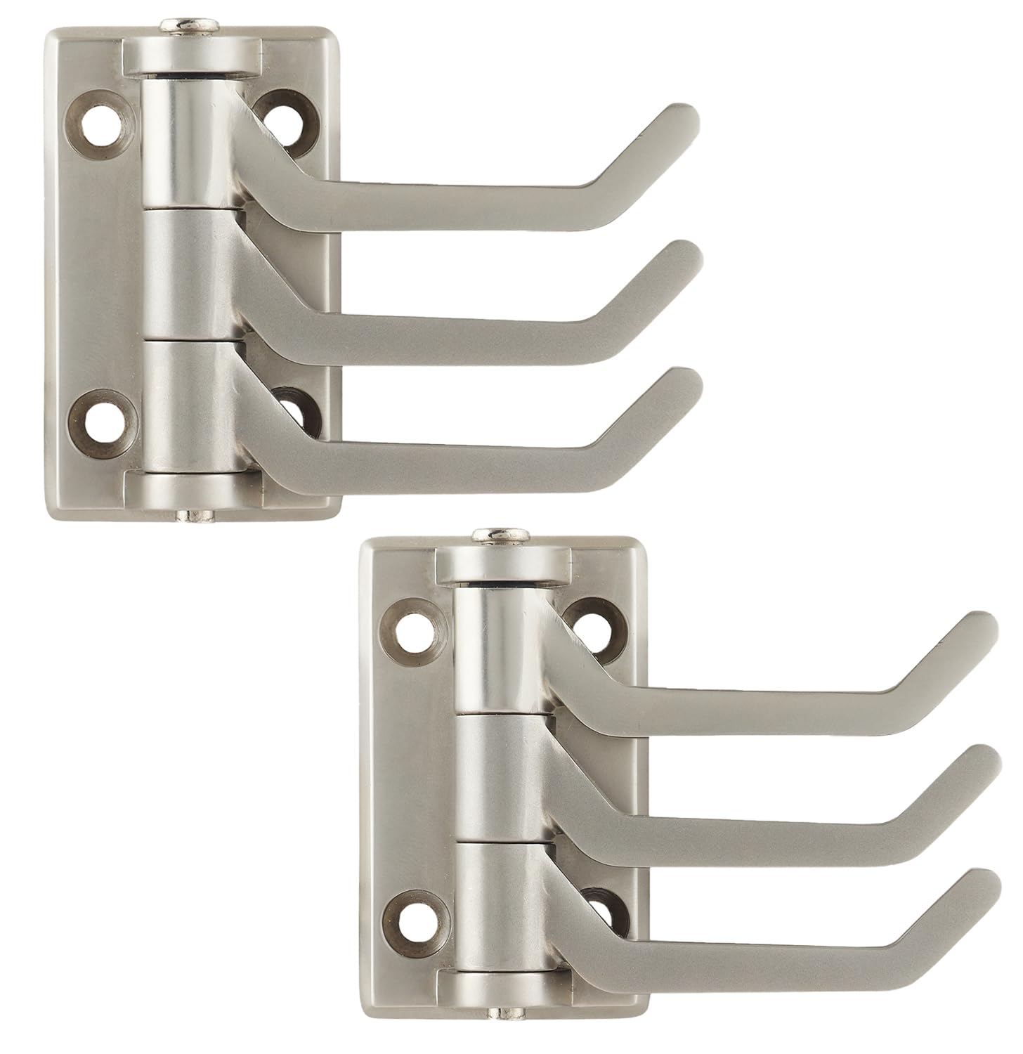 HingeMinds Metal Cloth Hanger for Wall, Clothes Hook Hangers Door Mounted, Flexible Bathroom Hooks for Hanging Towel/Robe, Wall Mount Shirt Hangers, Dress Holder Hooks - 4 Pin, Pack of 1, Silver