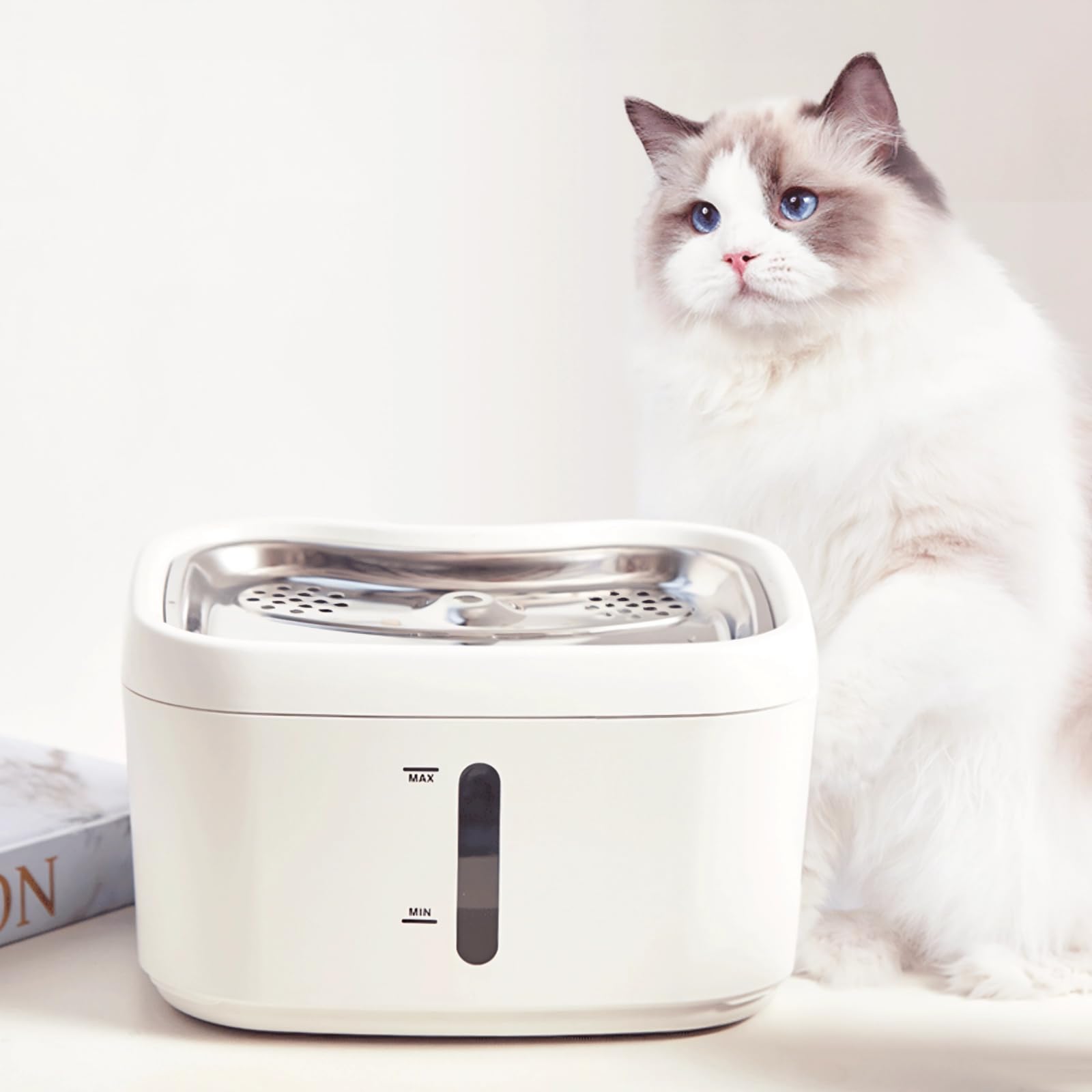 Fontaine d'eau silencieuse pour animaux avec détection automatique