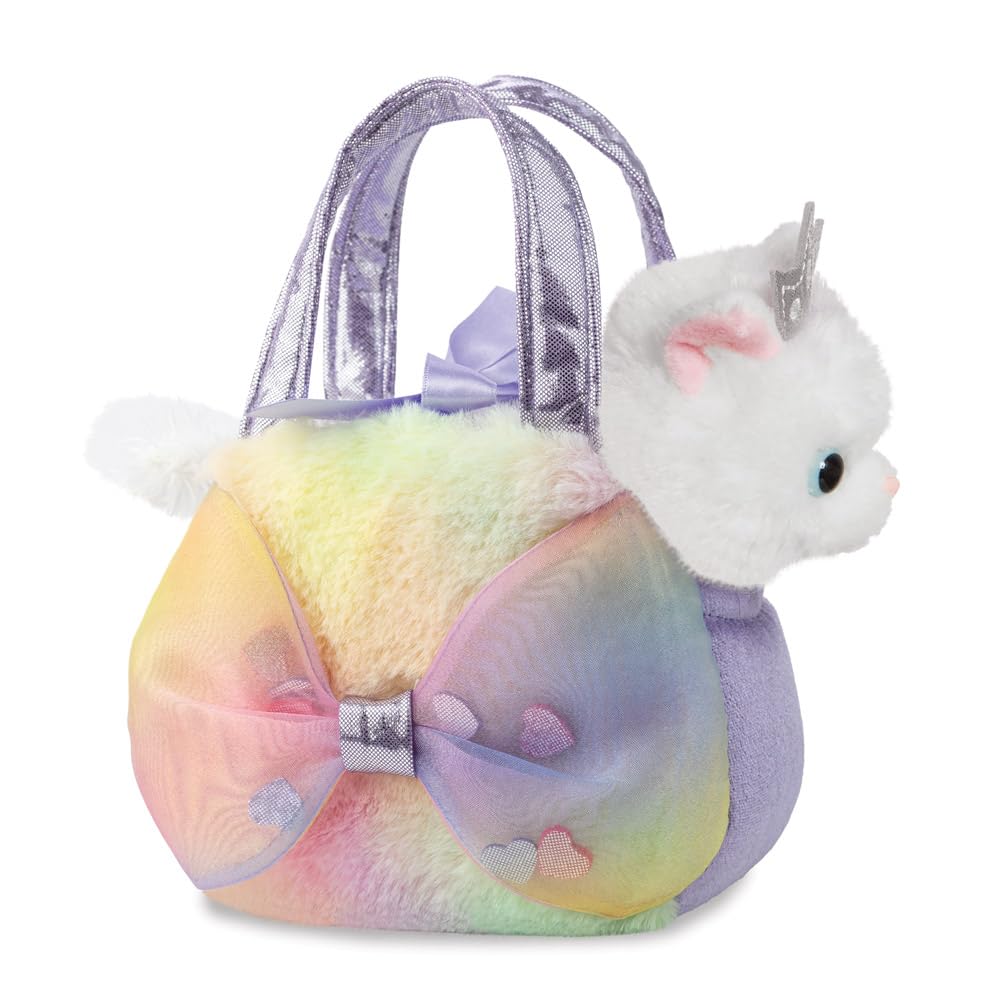 Aurora, 61539, Fancy Pal Big Bow Princess Kitty, Soft Toy, White and Purple, 20cm
