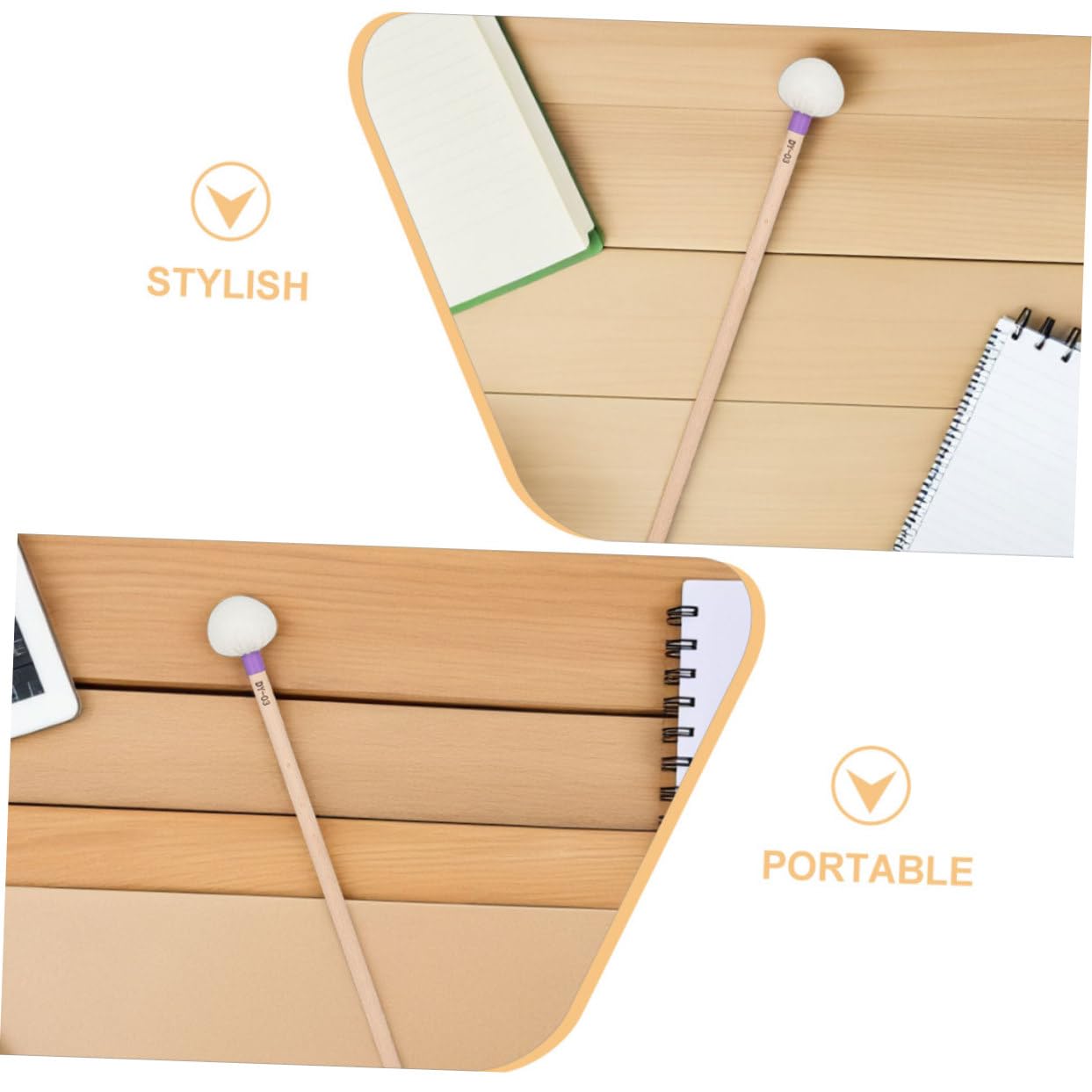 Mazos para Timbales de Fieltro con Mango de Madera, 4 Piezas Púrpura | Uso en Ensayos de Banda y Percusión, Diseño Elegante y Único, Sonido Preciso con Menor Fatiga