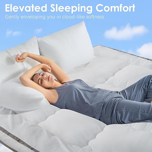 Miniatura 5 de QUEEN ROSE Cubrecolchón King, Almohadilla de Colchón Extra Gruesa para Dolor de Espalda, Cubrecolchón de Cama con Parte Superior de Almohada