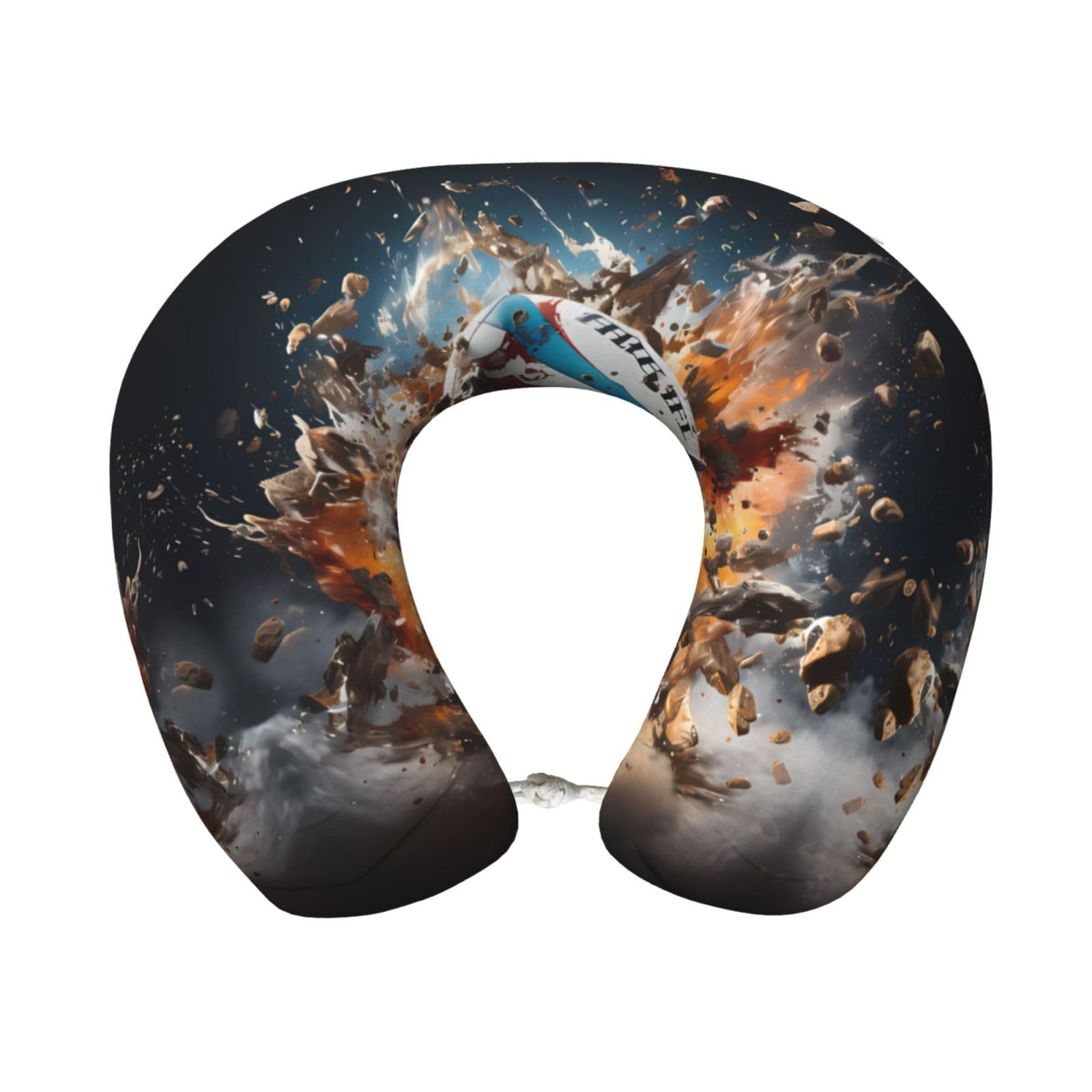 LiuMng Rugby on Fire Memory Foam Travel Pillow - Adjustable U-Shaped Neck Support for Airplanes, Cars, Sleeping Rest Cushion