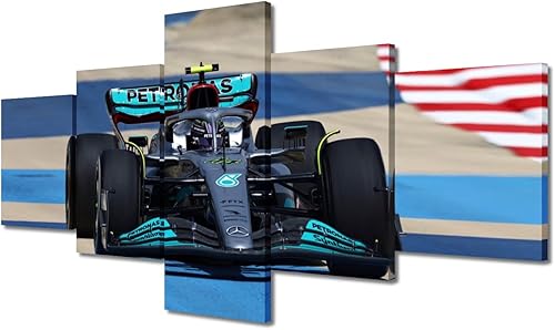 TUMOVO 5 paneles de lienzo con temática deportiva para pared, arte de pared de carreras de equipo para dormitorio, decoración de pared de automóvil,