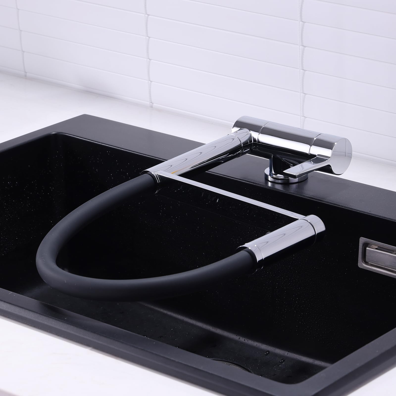 Grifo Cocina Flexible Cromado Grifo de Cocina Abatible y Extraible Fregadero Grifo Monomando Cocina