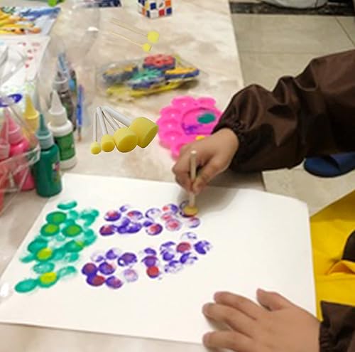 Miniatura 7 de Juego de 20 esponjas redondas, herramientas de pintura de 4 tamaños para niños
