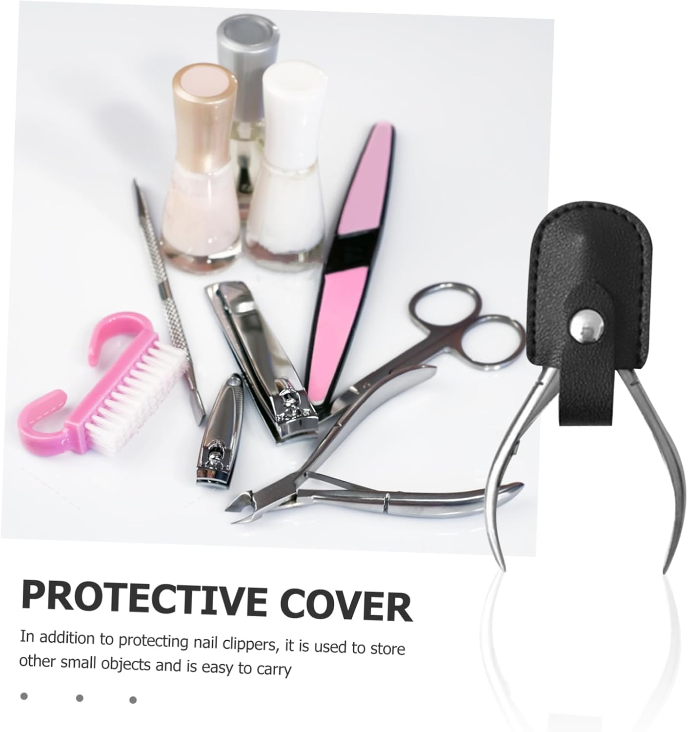 PU Nail Nipper Cover Sleeve for Manicure Pedicure Durable Cuticle Scissor Protector Nail Salon Supply Accessory Simple and Convenient Use Black