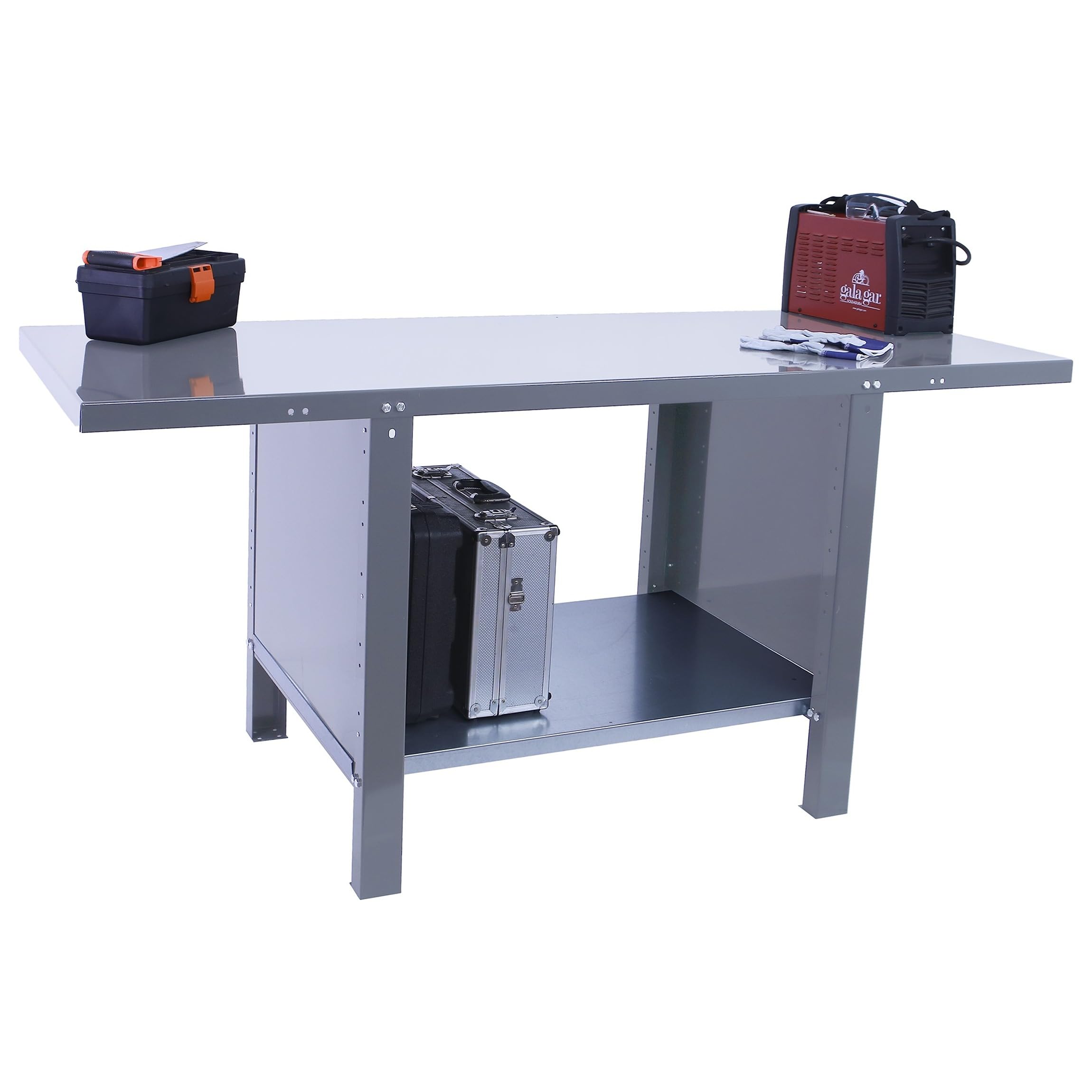 SimonRack Banco de Trabajo Taller, Capacidad Carga 700 kg, 830x1500x730 mm, Mesa de Trabajo, Gris - BT6 PRO | Capacidad Carga 700 kg, Laterales Cerrados, Pintura anticorrosión, Gris