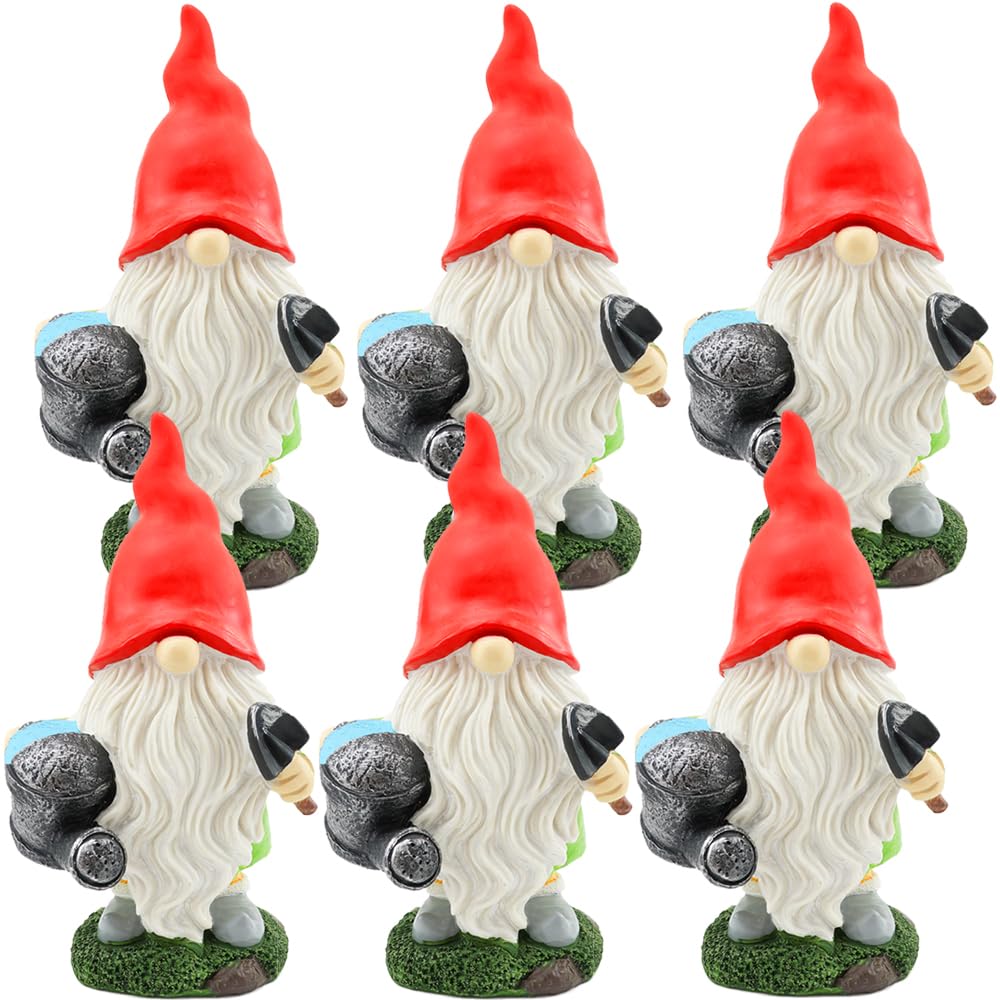 Garden Gonk Statue - Pack of 6-8" x 5" x 13" / 20cm x 13cm x 33cm Gnome Garden Ornament holding a Watering Can – Perfect for Home & Garden Decor, Decorative Figurine for Patio, Balcony, Yard, Lawn