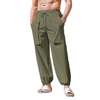 Amazon.com: XZQYJKP Men Drawstring Cotton Loose Pants Sport