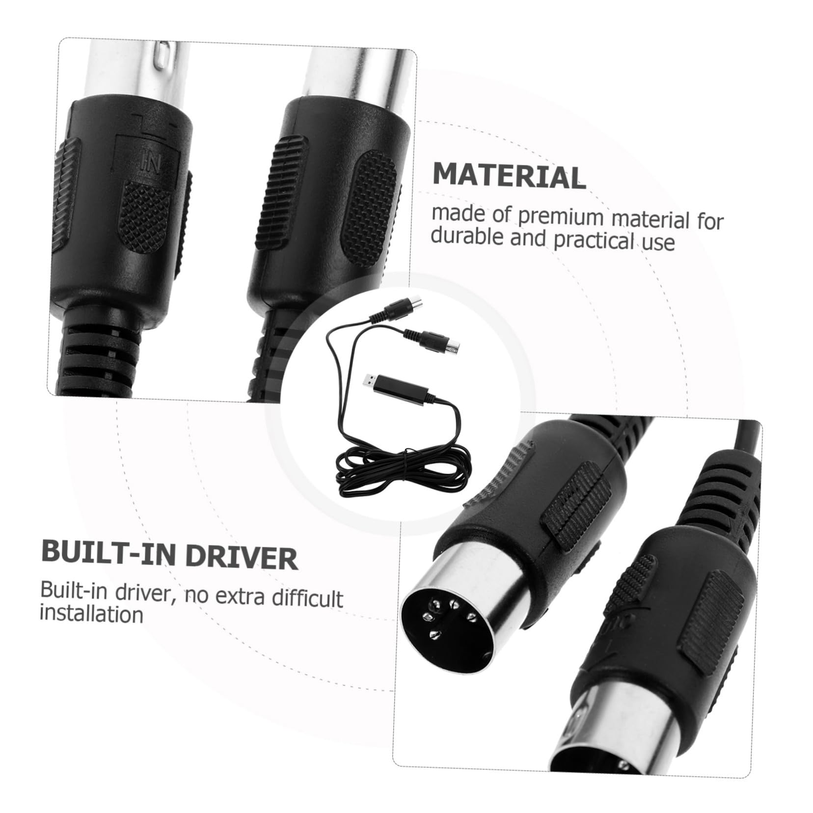 ibasenice 3pezzi Cavo Convertitore Midi Usb Per Tastiera Musicale Adattatore Professionale Per Pc Laptop Compatibile Con e Trasmissione Dati Veloce e Stabile