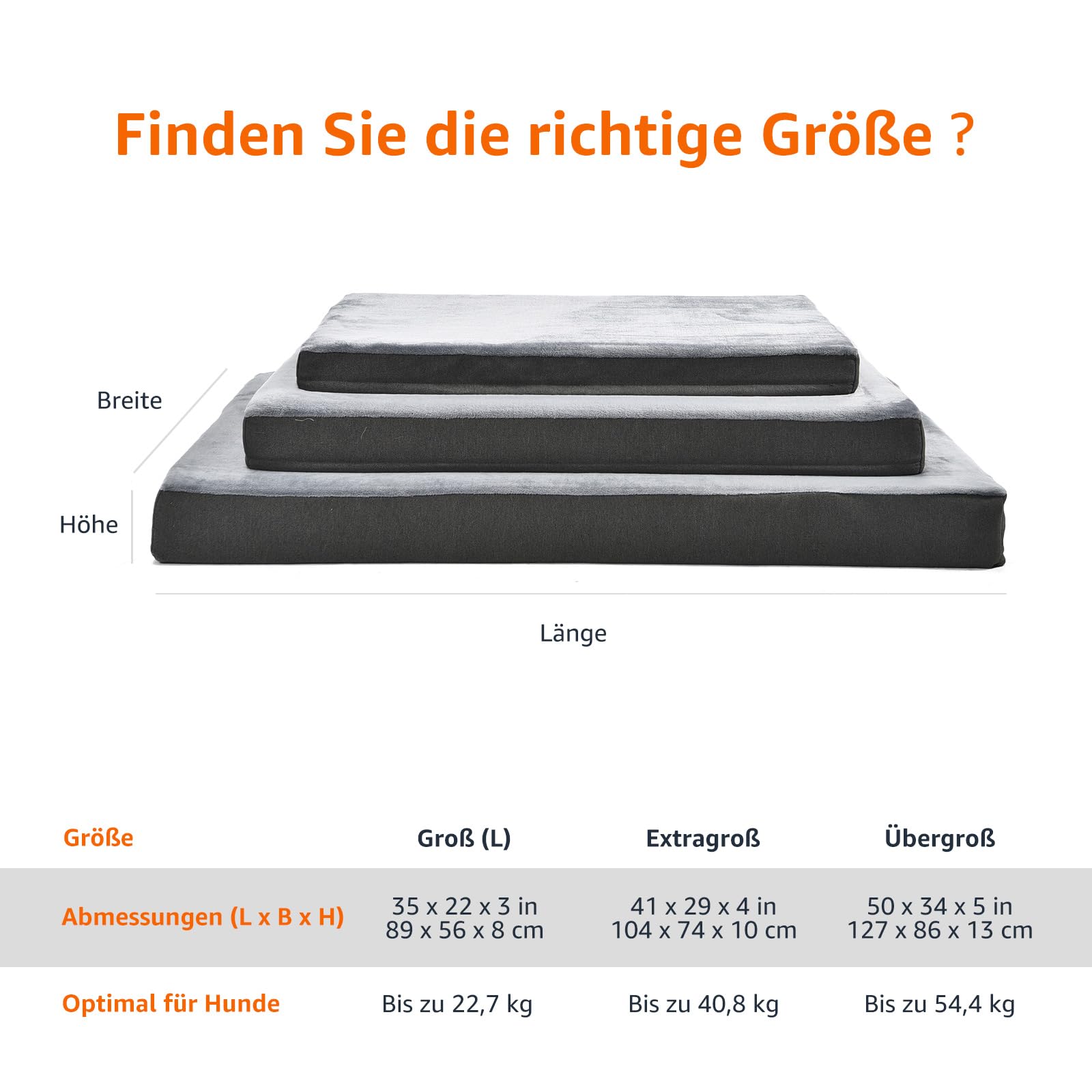 Amazon Basics Große Kühlgel-Matratze aus Memoryschaum für Hunde und Haustiere mit abnehmbarem, waschbarem Bezug, grau, 89 x 56 x 8 cm (L x W x H)