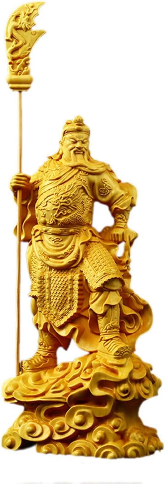 Guan Yun Chang Statue Exquisitely carved solid wood statue of Guan Gong，Modern art sculpture，High-end Ares Buddha Statue，Home decoration statue Chinese Feng Shui Guan Yu Statue