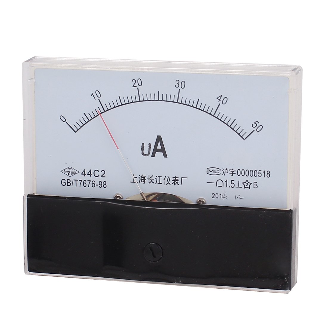 sourcing map Analógico Corriente Panel Medidor DC 0-50uA 44C2 Amperímetro 99x57x80mm para Circuito Prueba Carga Batería Amperios Probador Calibre Paquete de 1