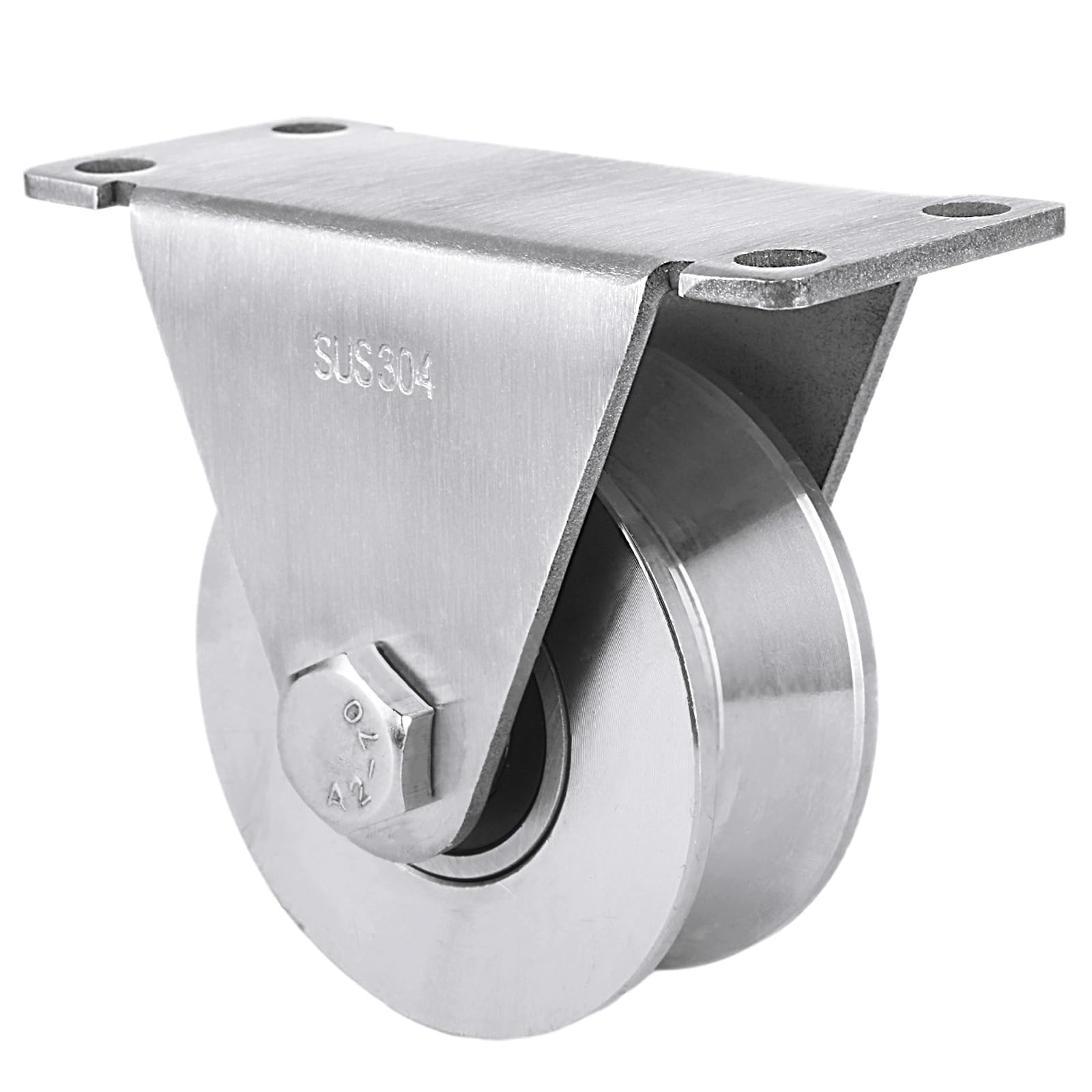 CertBuy Large Pulley Wheel 68mm, Heavy Duty V Groove Wheel Pulley, 304 Stainless Steel Silent Pulley Block, Duplex Bearings Inside, Wall Mounted Industrial Rope Pulley for Lifting