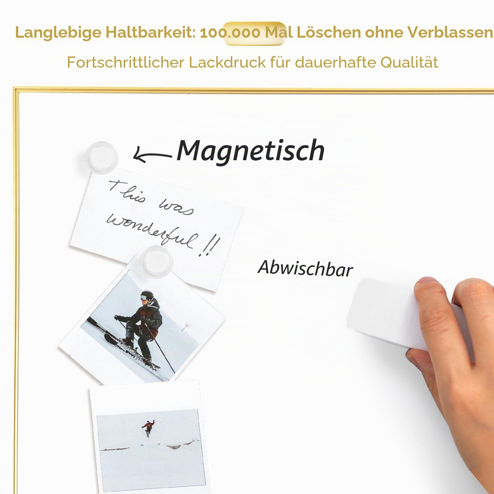 ARCOBIS trocken abwischbare Korktafel-Kombination, 60 x 45 cm, Bulletin Whiteboard für die Wand, magnetische Korktafel, Whiteboard-Kombination, Vision Board für Büro, Zuhause, Schule, Goldrahmen