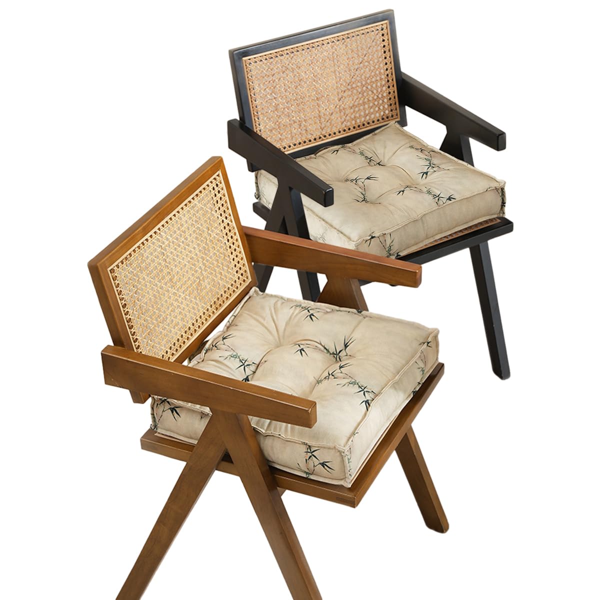 Coussin de chaise en bambou 42x42 cm lot de 2 respirant pour cuisine et salon