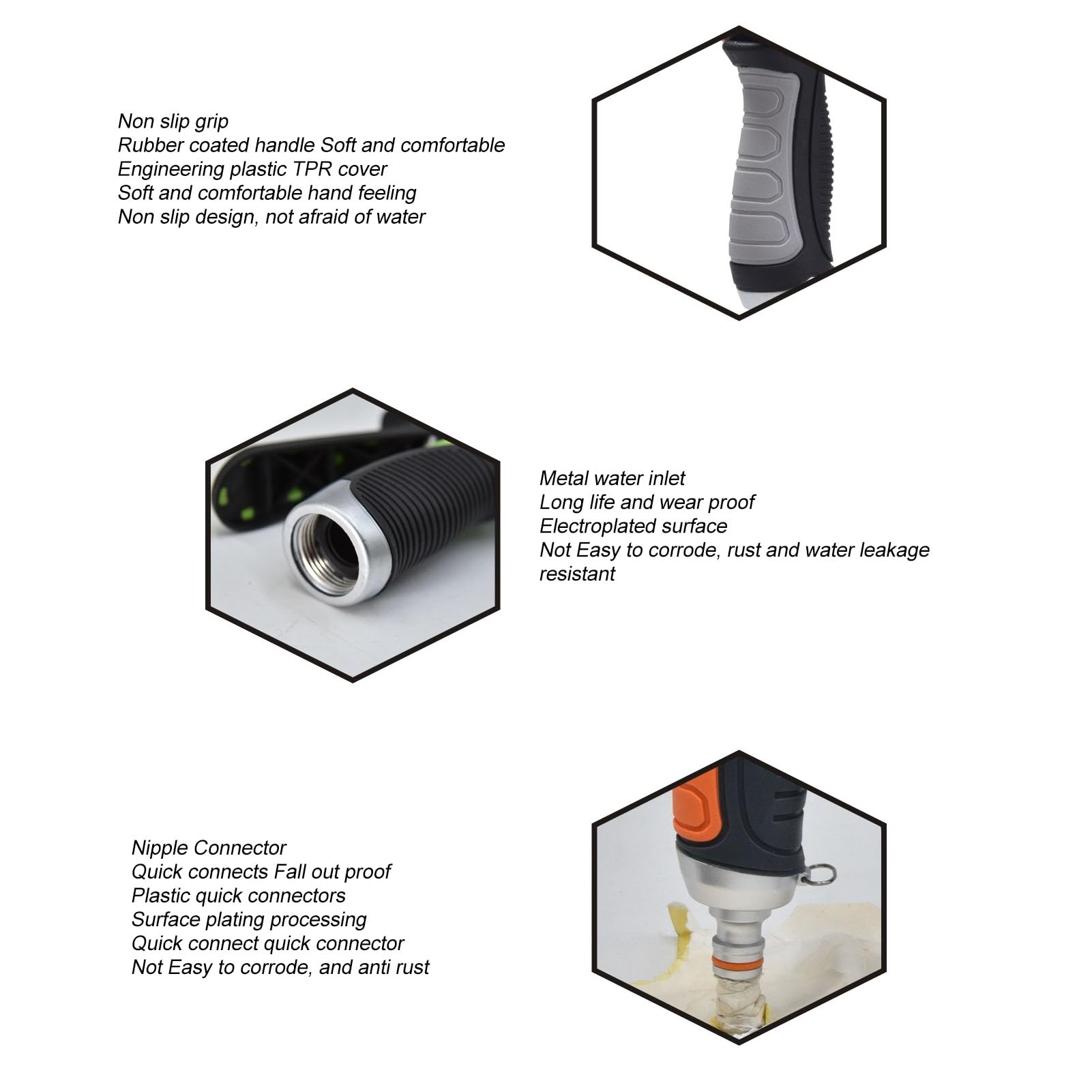 Garden Hose Wand, Aluminum Alloy Long Hose Nozzle Sprayer with 8 Spray Patterns, Multifunctional Sprayer Watering Wand for Garden Irrigation Car Washing