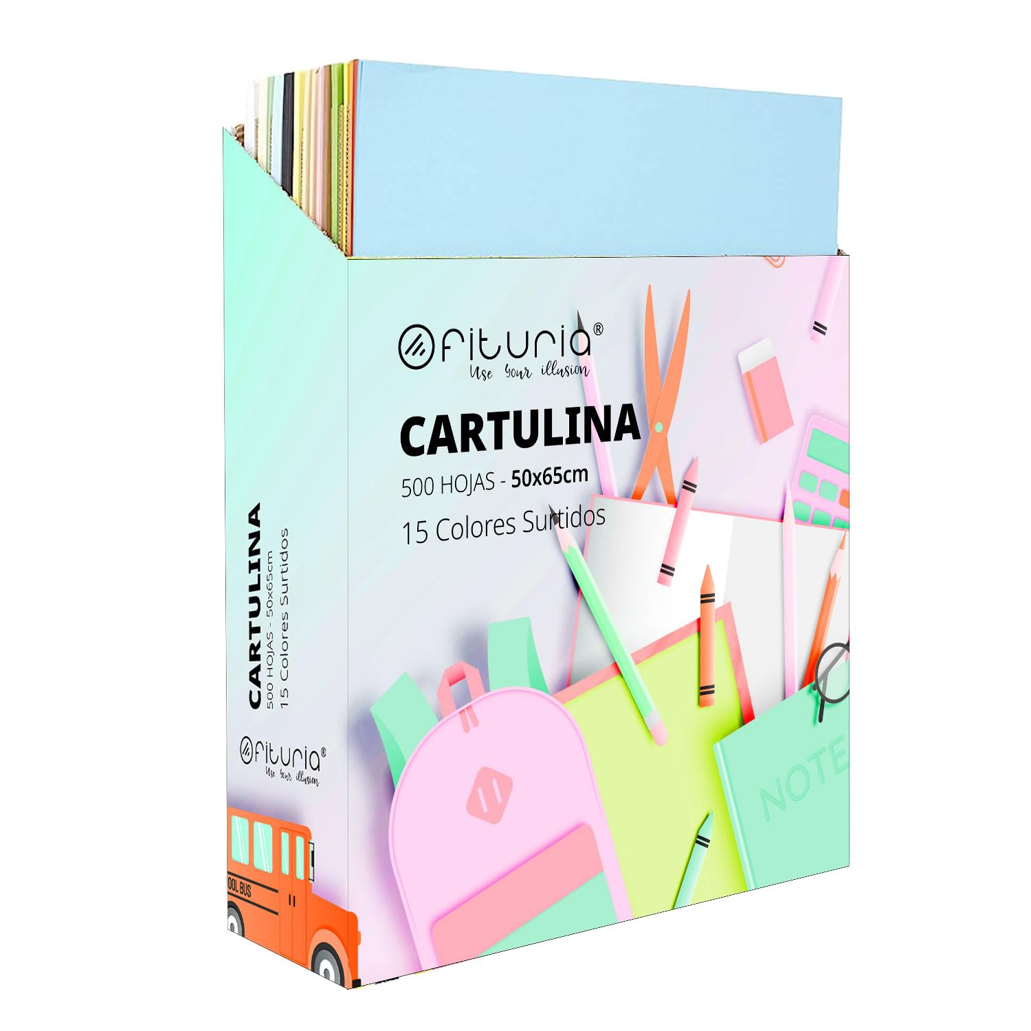 Caja Expositora 500 Unidades Colores Surtidos Tamaño 50x65
