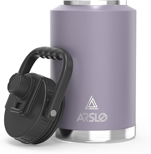 Jarra de agua grande aislada con asa, botella de agua aislada de un galón, jarra de agua de acero inoxidable de 1 galón