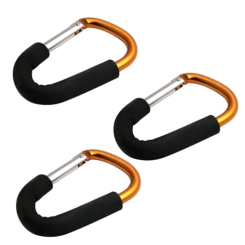 Miniatura 7 de MroMax 3 ganchos para cochecito, clip de mosquetón de 5.5 pulgadas, gancho de viaje plateado más fácil, gancho de correa de cochecito de perro,