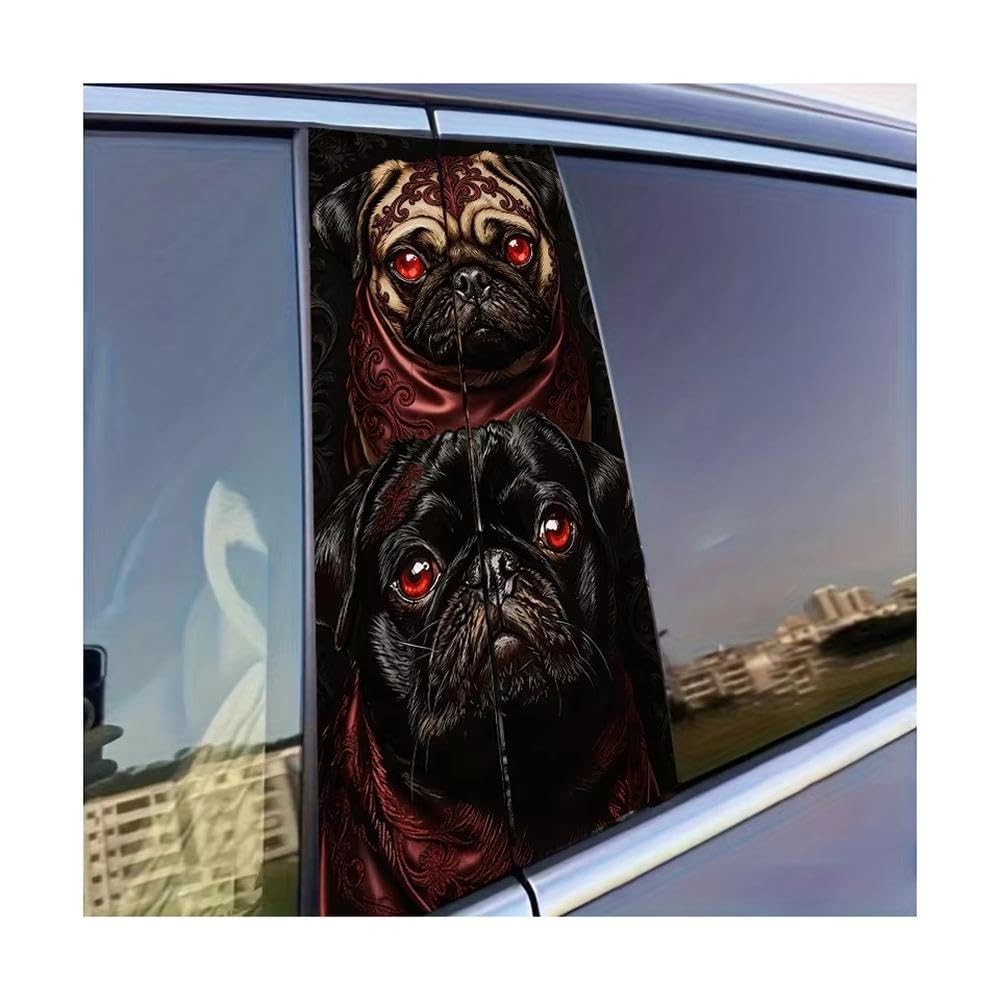 Decorative Items 2pcs Car Door Pillar Decoration Sticker Pugs Glossy Material Protective Film